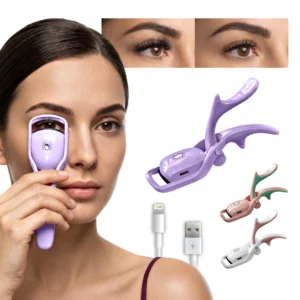 Purple Heated Eyelash Curler - USB Rechargeable Electric Lash Perm Tool with Temperature Control